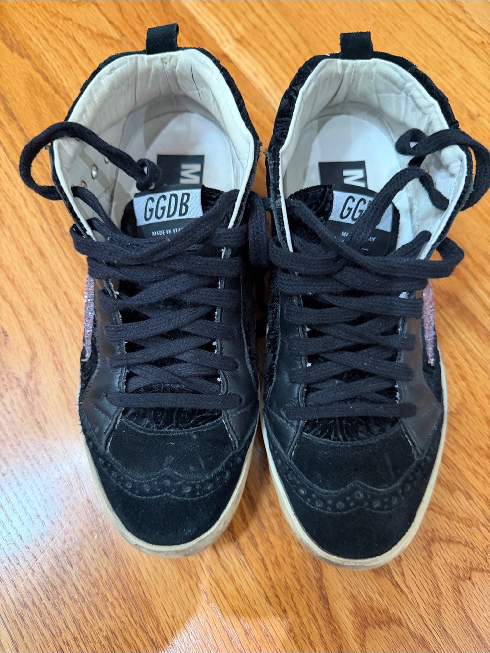 Golden Goose Black Suede & Leather Lace-Up Sneakers